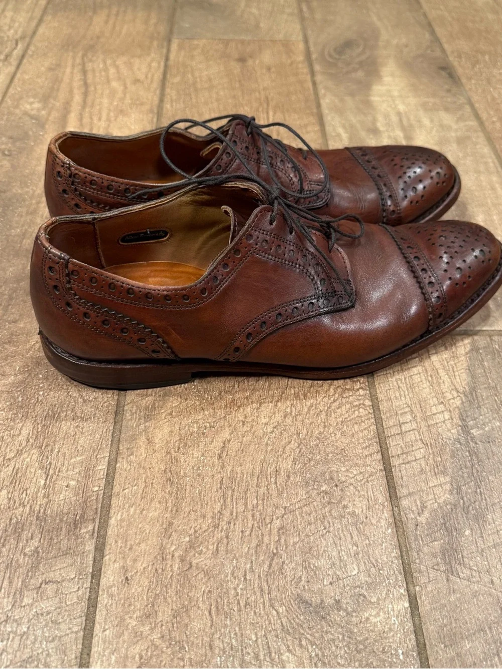 Allen Edmonds Rogue Brogue Oxford Men Size 9.5 D Brown Leather Wingtip Low Shoes
